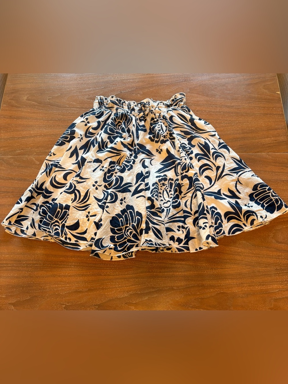 Vintage Zoe D Floral Circle Skirt in Navy and White Size M